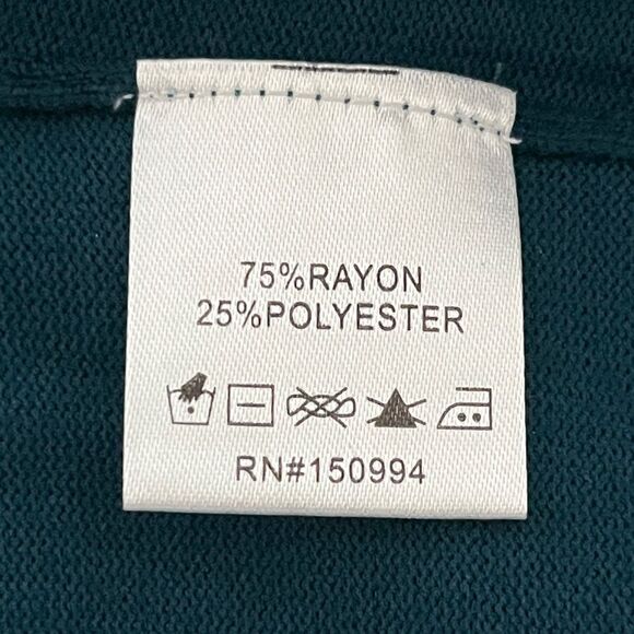 H Halston Heritage Deep Teal Knit with Embellished Neckline Short Sleeve NWOT - Picture 9 of 11